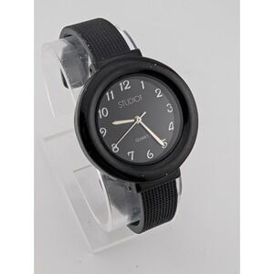 Studio Time Watch Women 36mm Case Black Cuff Bangle Band- New Battery